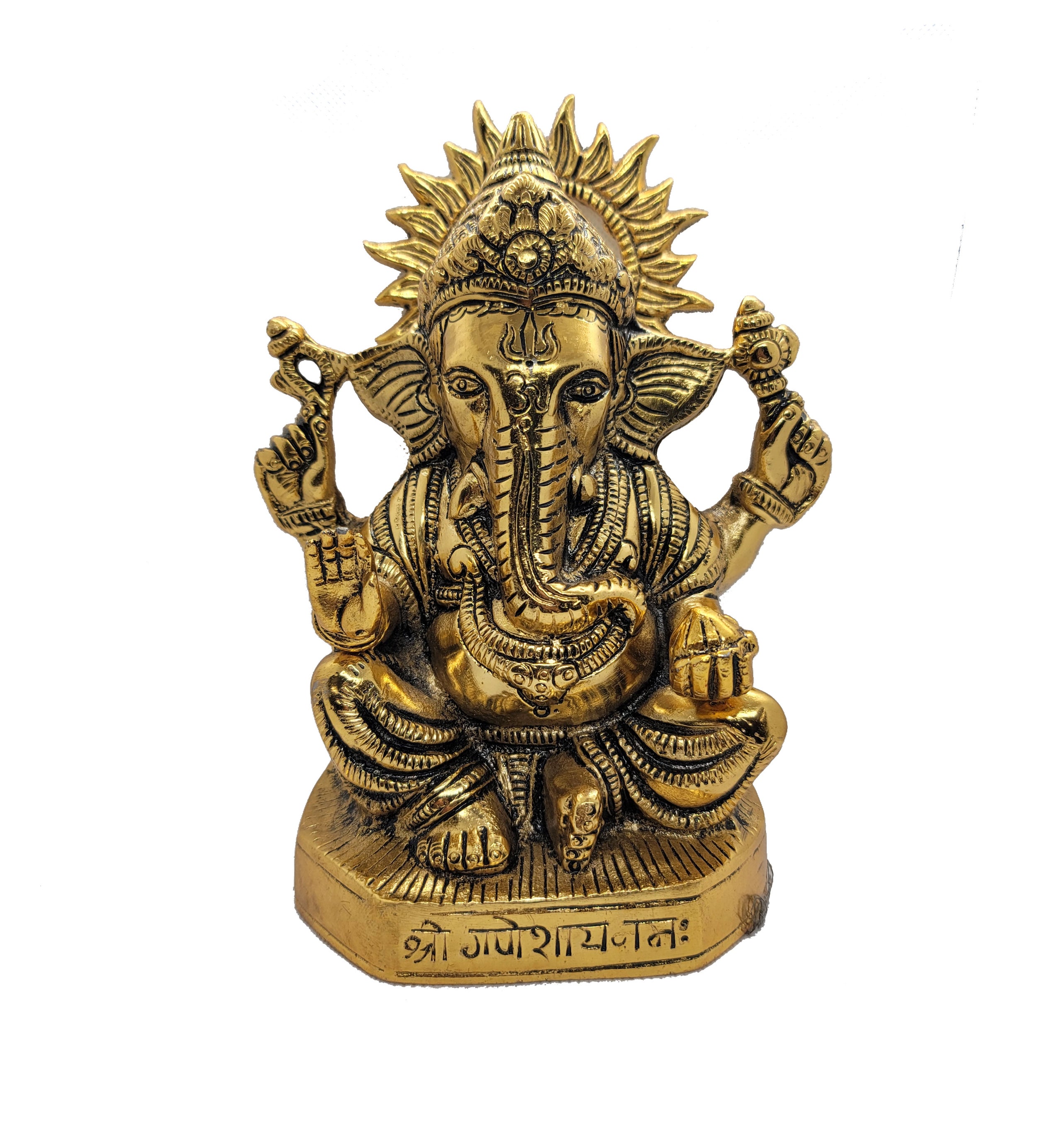 Mantra Gold Coatings Pagadi Ganesha Ethnic Collection Beautiful Idol for Home Decor 