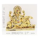 Image of Golden Black Ganesha Car dashboard Idol with dimensions
