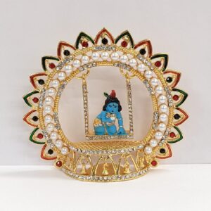 Image of baby Krishna - Laddu Gopal Idol on a Jhula - Swing.
