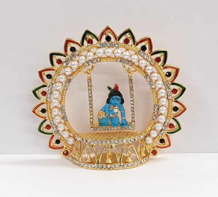 Image of baby Krishna - Laddu Gopal Idol on a Jhula - Swing.