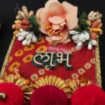 Close up of the acrylic sheet with Bandhani work Diwali hanging
