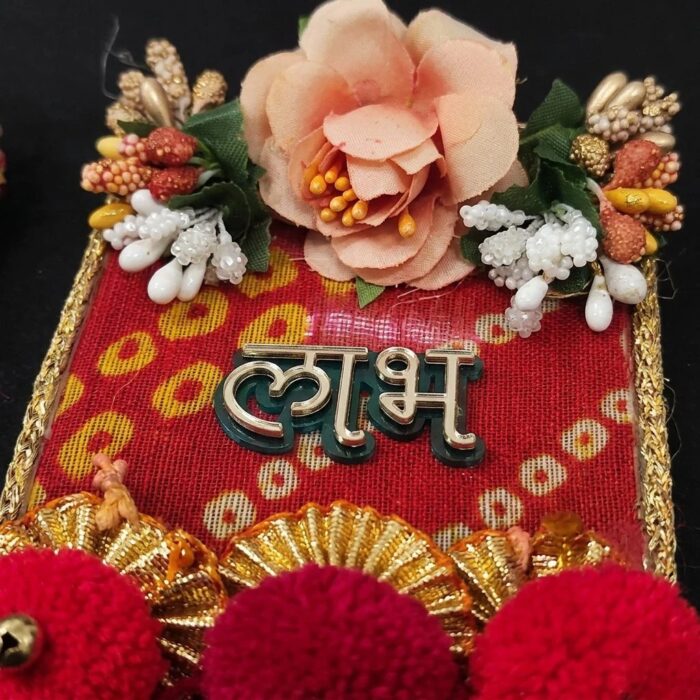 Close up of the acrylic sheet with Bandhani work Diwali hanging