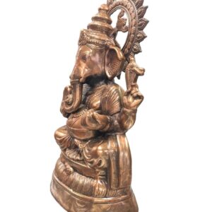 side view image of Large metal Ganesha 28 inches tall , for sale in Canada and the US.