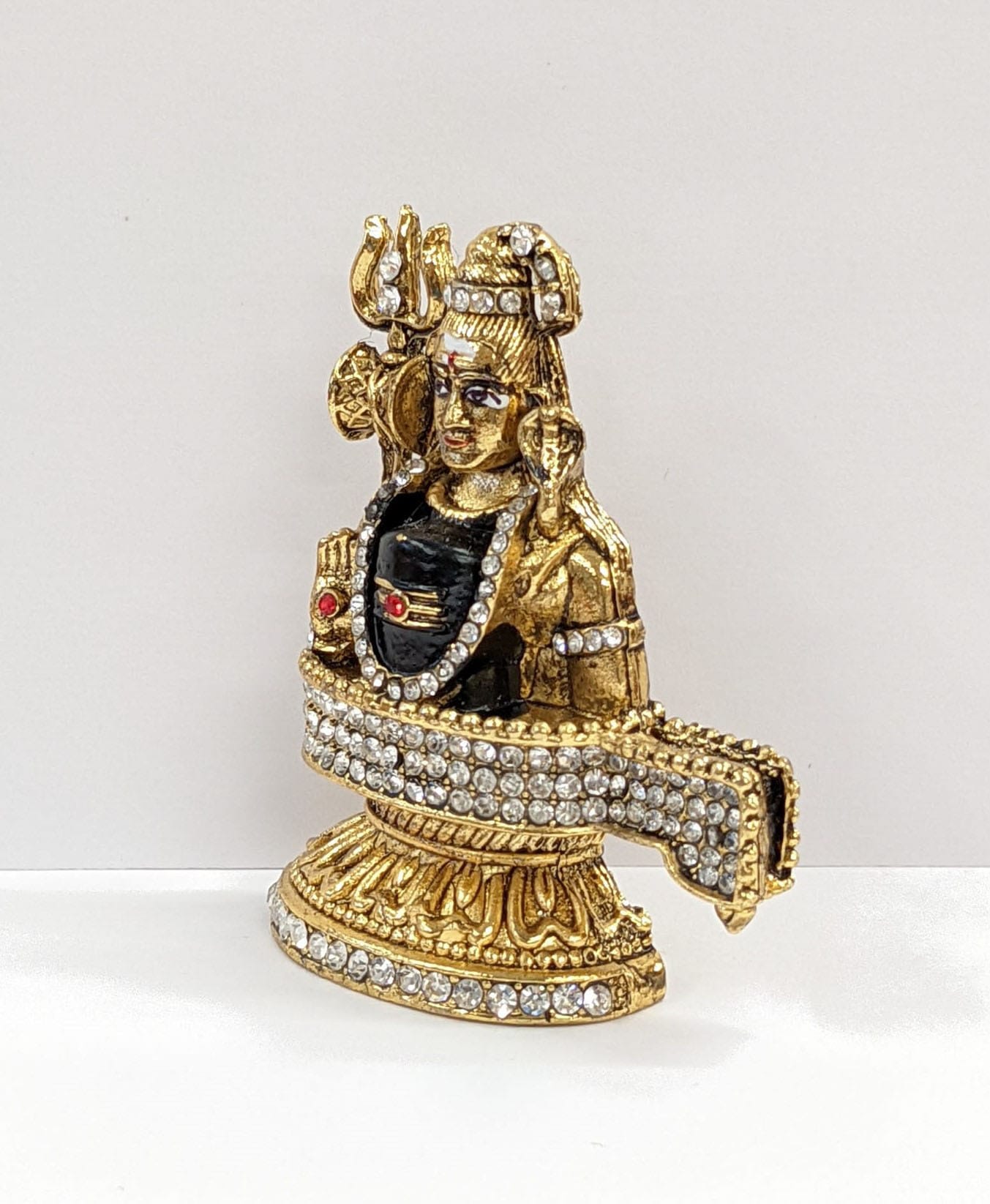 side view Car Dashboard Idol Shiva with shivling - golden oxidized