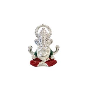 Image of Pure silver plated Ganesha Car Dashboard Statue