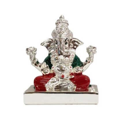 Image of a Pure Silver coated Ganesha Car Dashboard Idol for sale in Canada and US.