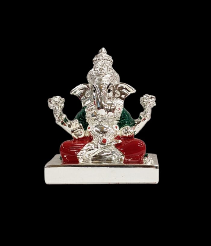 Silver Plated Dugdu Ganesha - 3 inches - Image 4