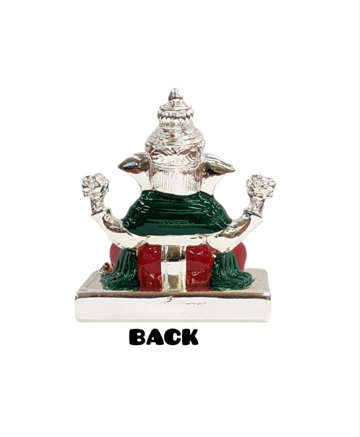 Silver Plated Dugdu Ganesha - 3 inches - Image 6