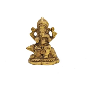 Image of a brass ganesha on mushak statue