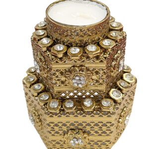 image of a golden oxidized fancy tealight diya - Diwali Decoration in Canada and the US.