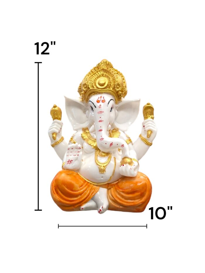 dimensions on the Image of Large Ganesha Idol wearing orange dhoti