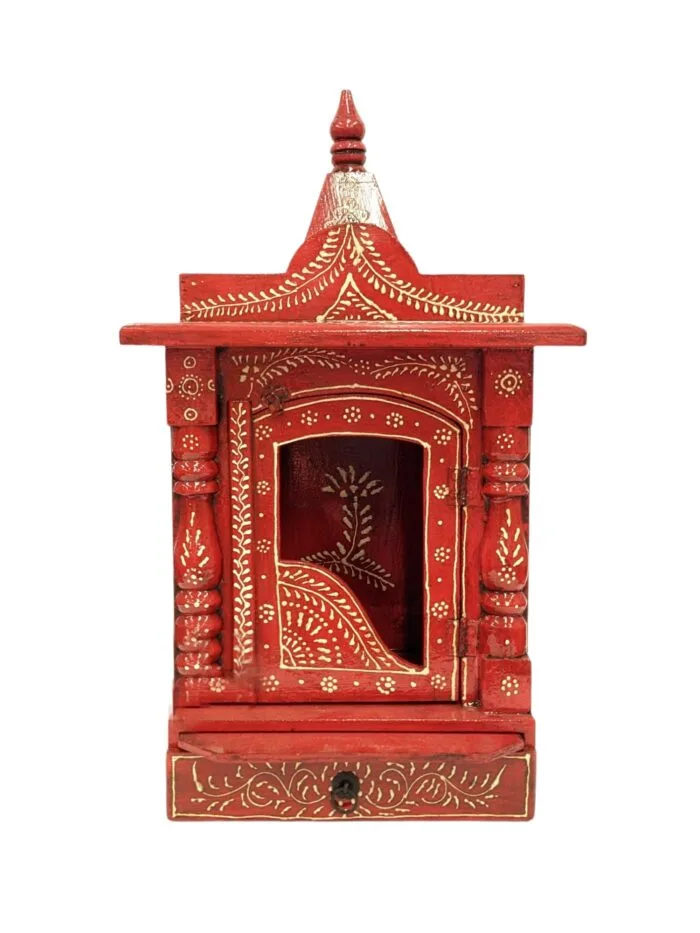 Wooden Temple for Home | Hand Painted Pooja Mandir - 21 inch - Image 3