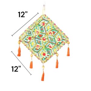 Image of handcrafted kite shaped wall hanging for home decor and Diwali decorations in Canada and the US.