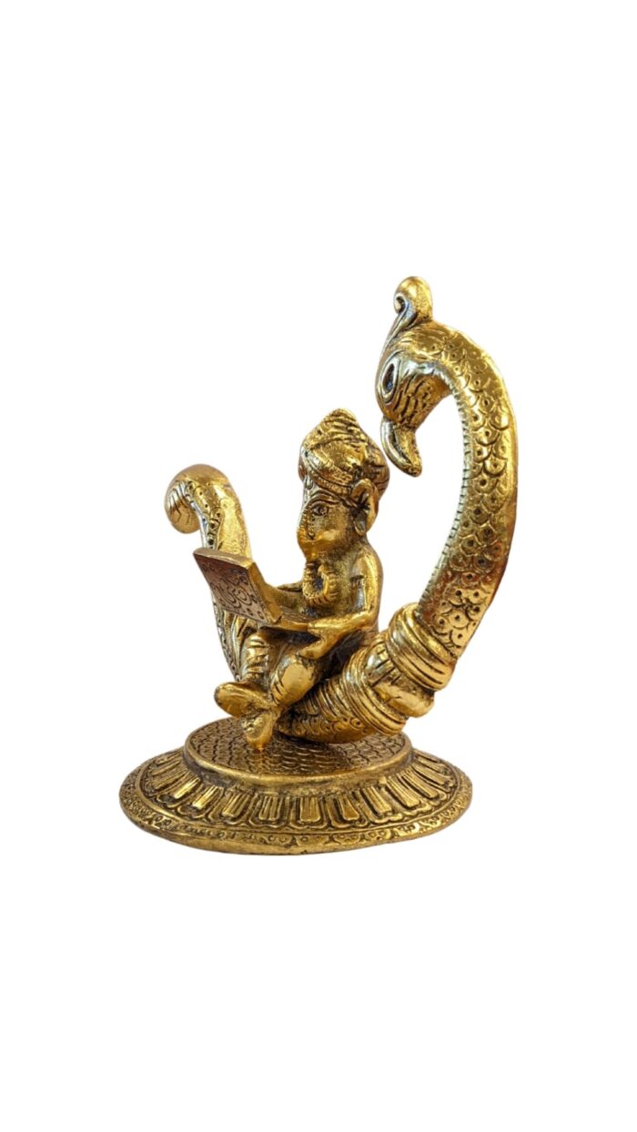side view - Metal Idol of Ganesha working on a Laptop, Perfect gift for new offices.