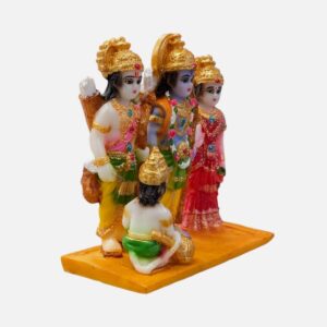 Side view Image showing the handmade idol of Ram Darbar containing Rama, Sita, Laxman and Hanuman.