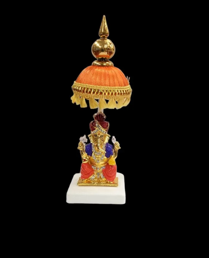 Ganesha with chattar - Orange | Car dashboard Idol - Image 5