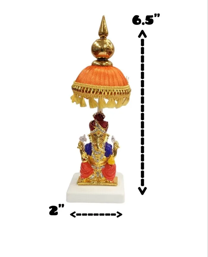 Ganesha with chattar - Orange | Car dashboard Idol - Image 3