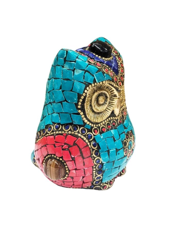 Brass Statue of Owl with Inlay Work-3.5 inch - Image 5