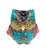 Brass Statue of Owl with Inlay Work-3.5 inch - Image 3