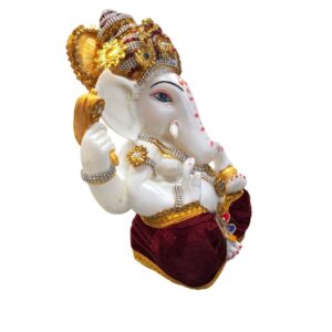 Image of a Large Sized Ganesha Idol with colored dhoti and decorations. Perfect Gift for House warming