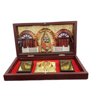 Image of a Diwali Gift - Gold plated Shirdi Sai baba with charan paduka