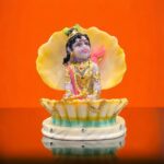 Image of Laddu gopal - baby krishna sitting inside a shell