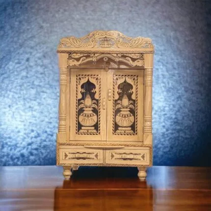 Sevan wood temple for home - 28 Inch high | Closed Door Mandir