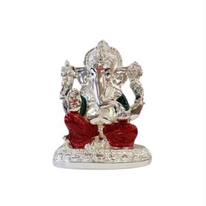 Image of a Silver Plated Ganesha Idol - 4 inches in size.