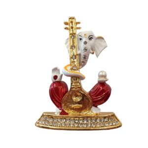 Image of Ganesha Car dashboard Idol holding a veena