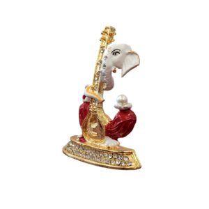 side view Image of Ganesha Car dashboard Idol holding a veena