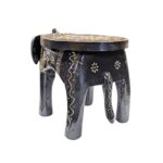 Wooden Elephant Stool - Black | Home Decor from India