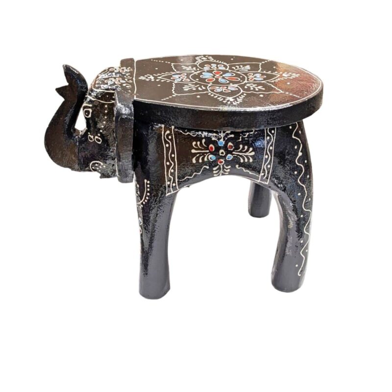 Wooden Elephant Stool - Black | Home Decor from India