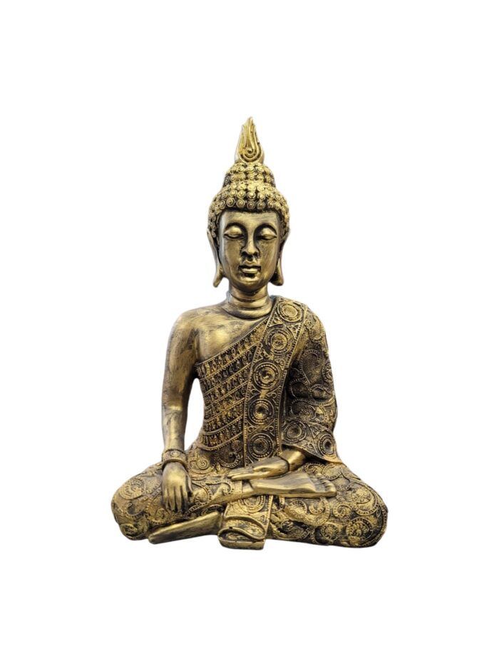 Meditating Buddha statue - Gold Antique | Large - 15 inch - Image 3