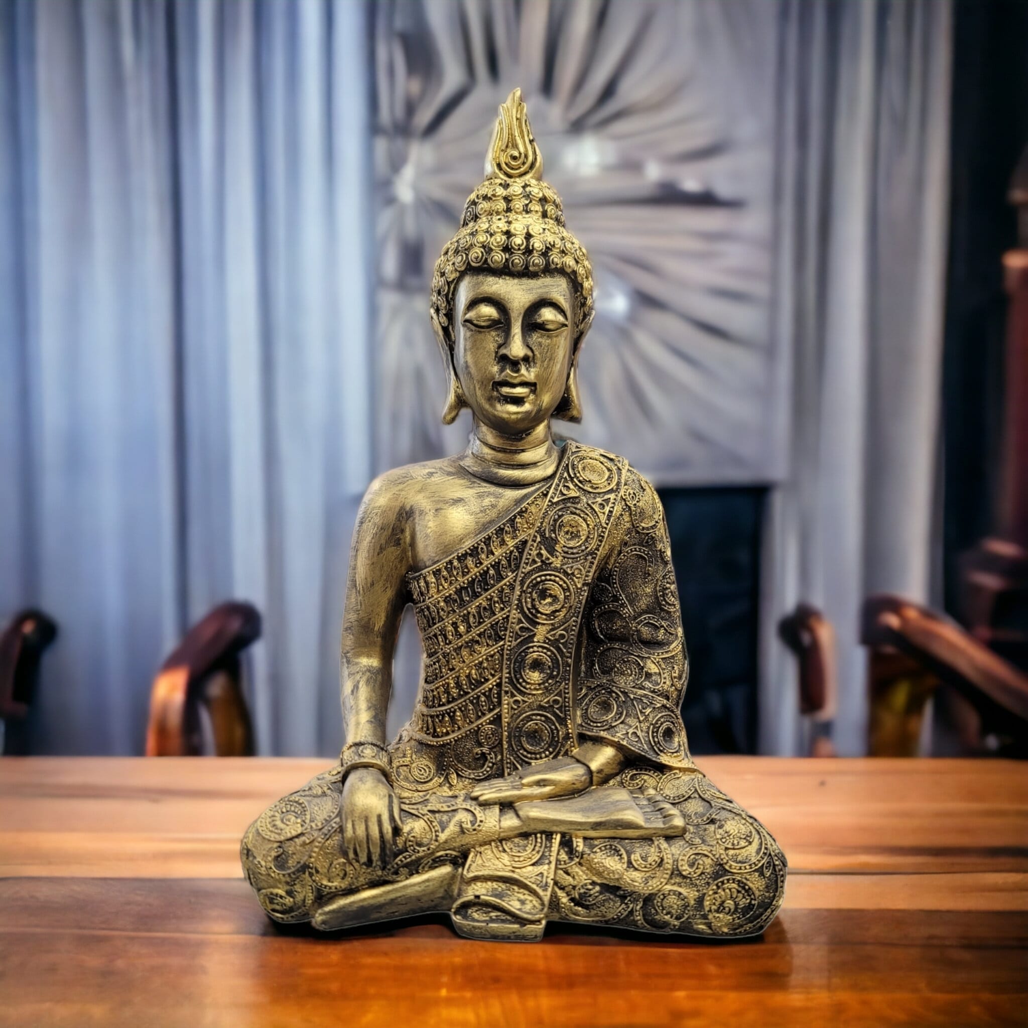 Meditating Buddha Meditating Buddha statue - Gold Antique | Large - 15 inch