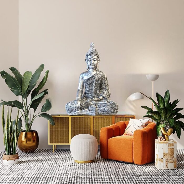 Image of a very Large Buddha statue placed in a living room , for your home decor . Great Idea for gift on house warming