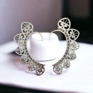 Brass Ear cuffs | Pair of Silver Oxidized Earrings - SB14