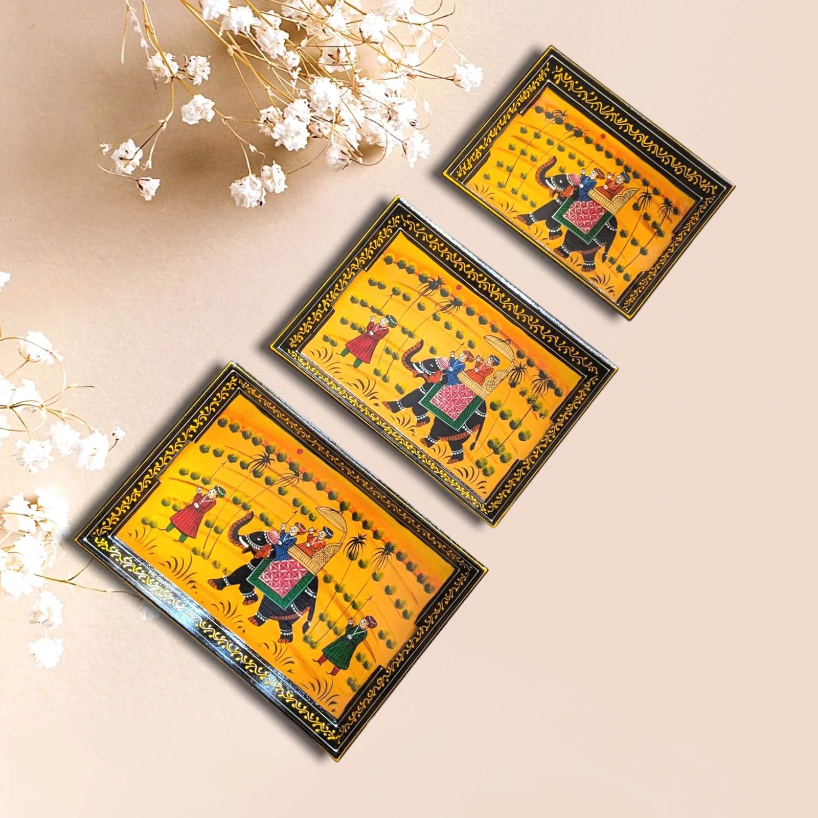 Wooden Serving Tray - Set of 3 - Elephant - Image 1