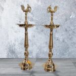Pair of Kerala Lamps - Murga .Brass Lamps in Canada and the US.