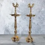Pair of Kerala Lamps - Murga .Brass Lamps in Canada and the US.