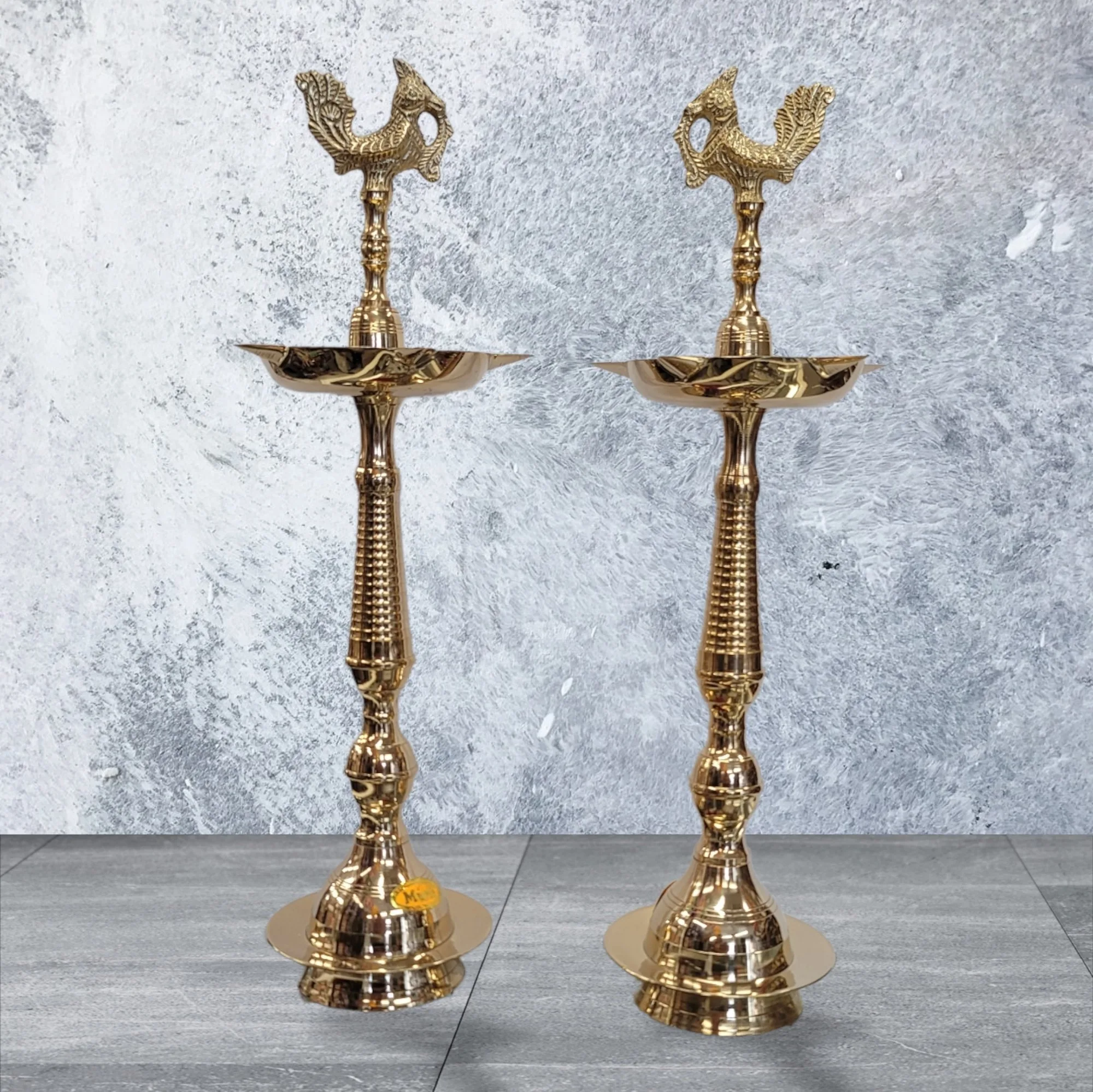 Pair of Kerala Lamps - Murga .Brass Lamps in Canada and the US.