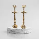 Pair of Kerala Murga Brass Lamps in Canada and the US.