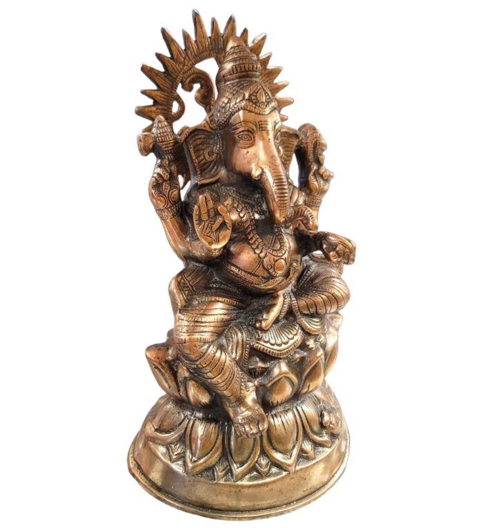 Side view Large copper Ganesha Statue - 16 Inches in Canada and the US