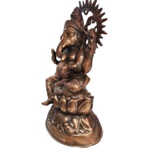 side view Large copper Ganesha Statue - 16 Inches in Canada and the US