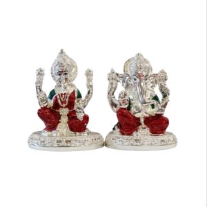 image of Lakshmi Ganesha Pure silver coated Idol