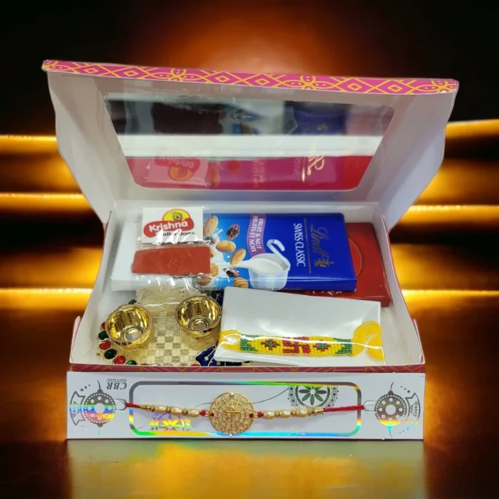 Image of a rakhi hamper for quick delivery in Canada and the US