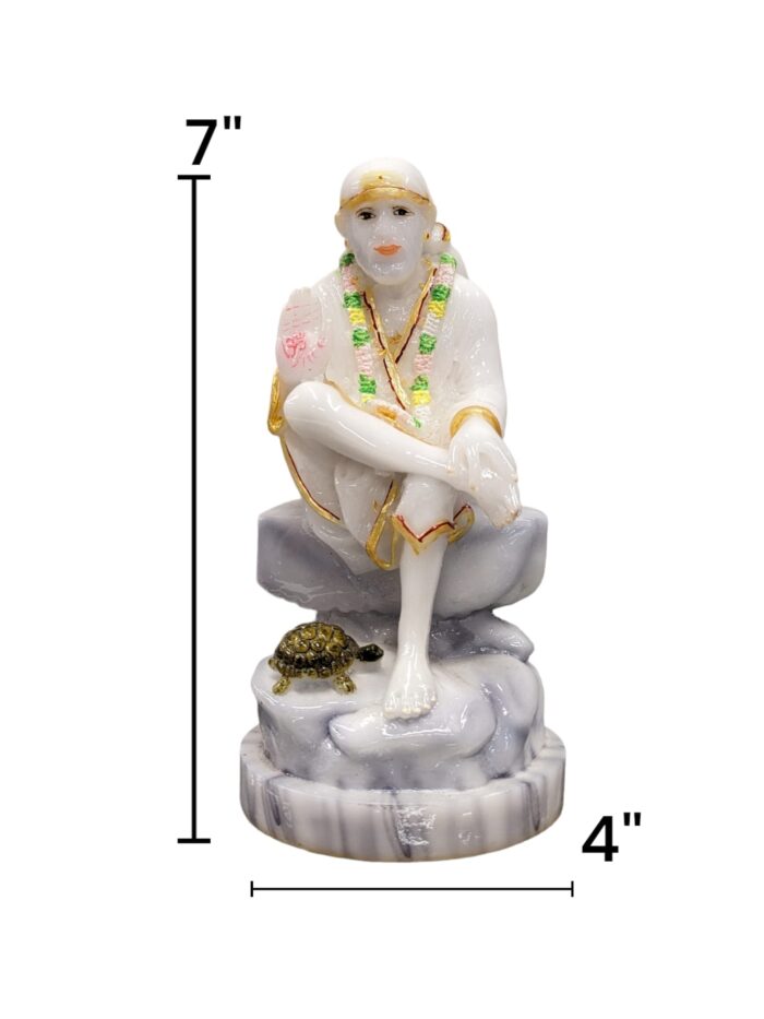 Shirdi Sai Baba Statue-White-7inch - Image 2