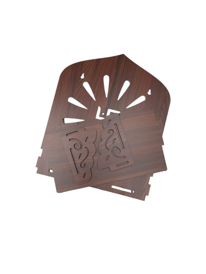 Wall mountable mandir | Dark Brown - Swastik | Wall mounted mandir