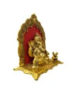 Ganesha on Singhasan metal Statue | Metal Ganesh Idol