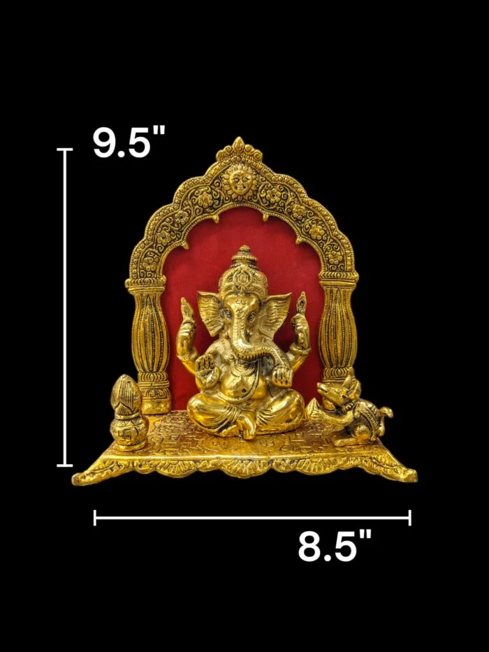 Ganesha on Singhasan metal Statue | Metal Ganesh Idol - Image 5