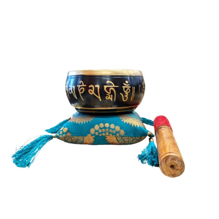 5 inches - Brass Singing Bowl - Black - gold - Image 3